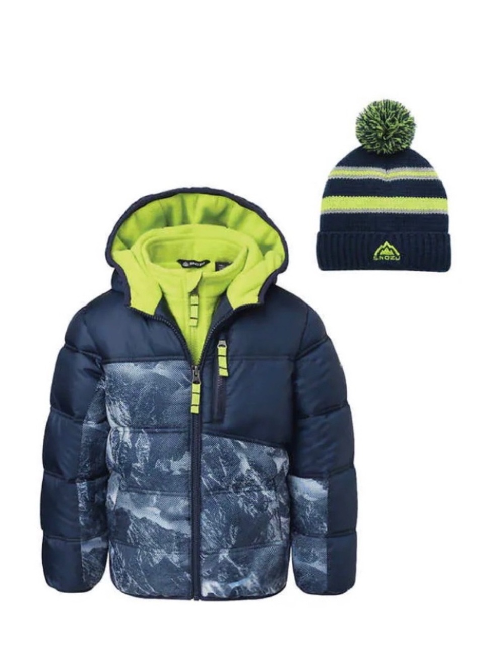 New Snozu Kids Puffer Jacket & Hat NEW Fleece Lined 3T